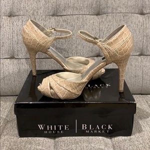 White House Black Market brigitta croc heels